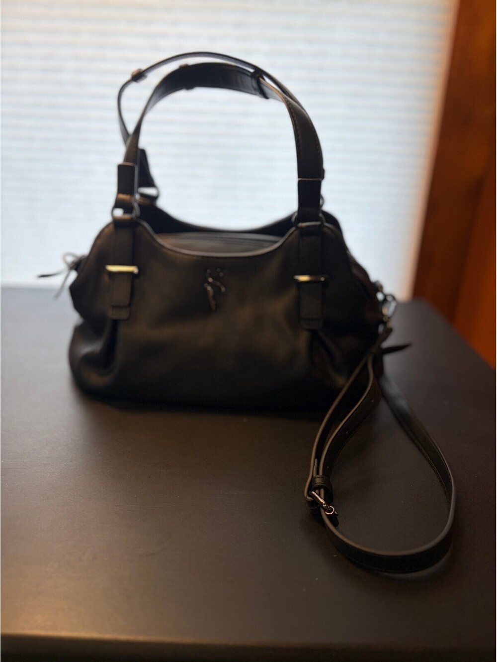 NWOT Simply Vera Vera Wang Buena Satchel Bag: Matte Black Vegan Leather Handbag
